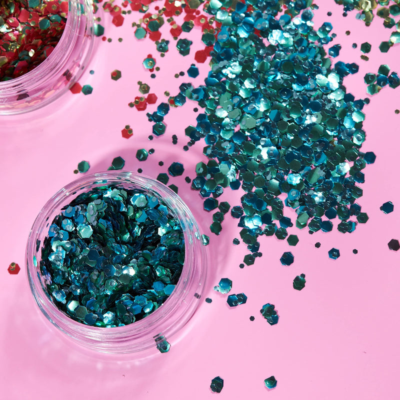 Mystic Bio Biodegradable Eco Chunky Glitter by Moon Glitter - 100% Cosmetic Bio Glitter for Face, Body, Nails, Hair and Lips - 0.10oz - Set of 5 - BeesActive Australia