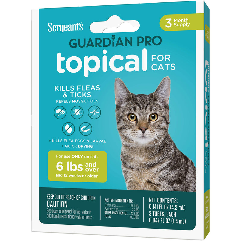 Sergeant's Guardian Pro Flea & Tick Squeeze On Topical Cats 6lbs and Over, 3 Count - BeesActive Australia