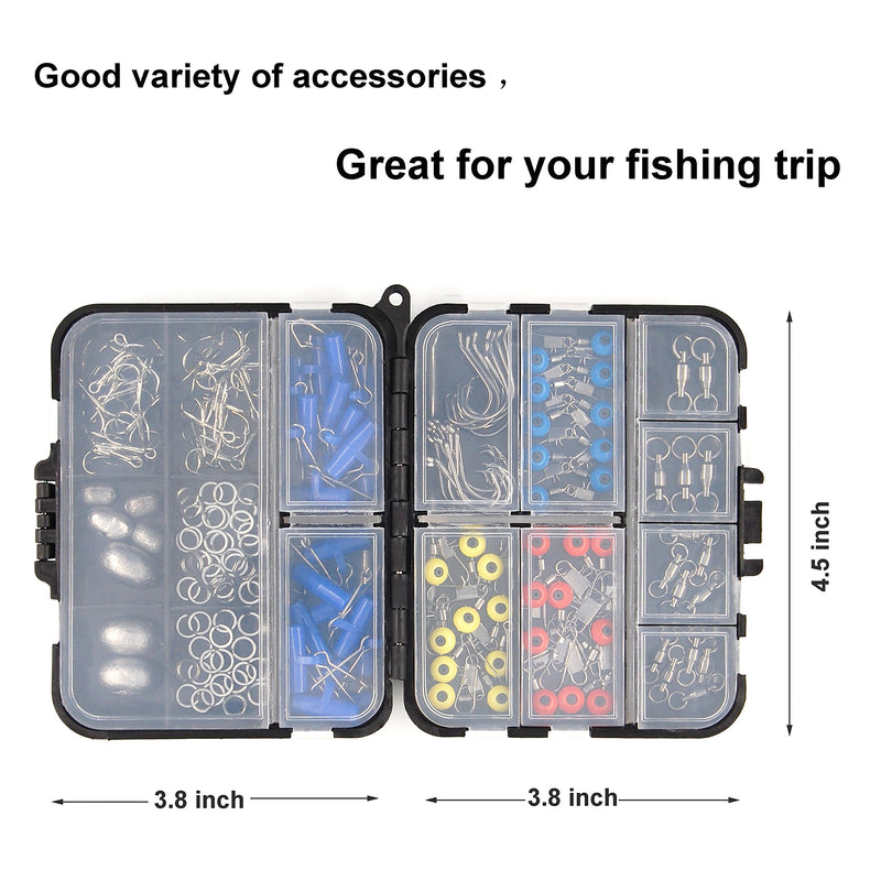 [AUSTRALIA] - Fishing Accessories Tackle Kit Box-Sinker Weights, Crossline Barrel Swivel, Swivel Snap, Hooks, Sinker Slides, Fishing Bead with Tackle Box 172pcs Fishing Accessories Kit 