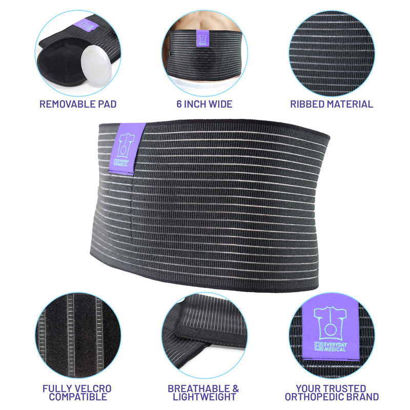 Umbilical Hernia Belt by Everyday Medical I Breathable Fabric Abdominal Binder for Hernia Support I Fast Relief for Epigastric, Navel and Ventral Hernias I Hernia Support Belt with Naval Pad - L/XL L/XL (Pack of 1) - BeesActive Australia