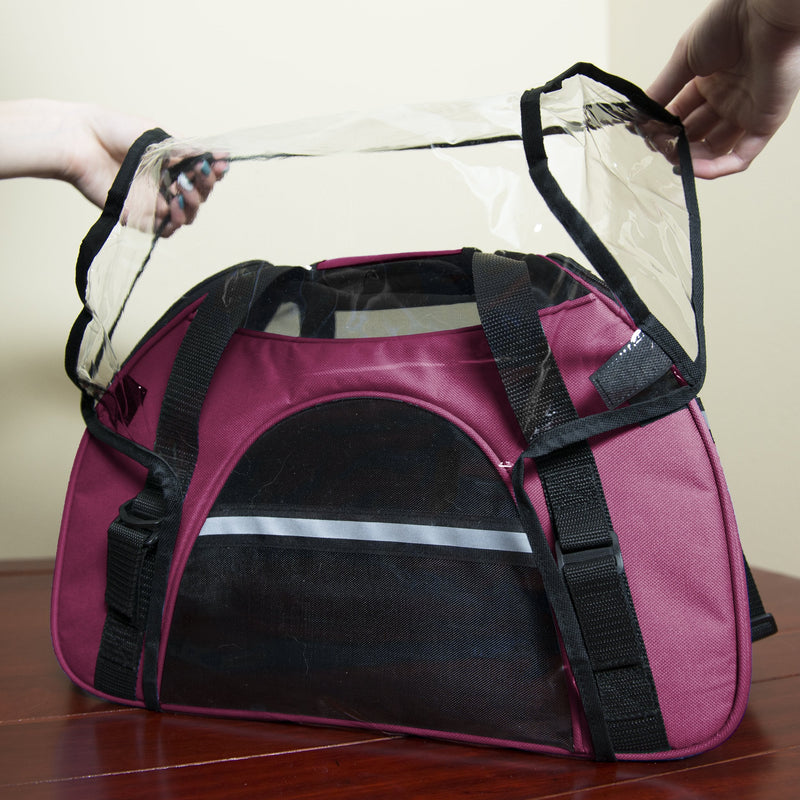 Furhaven Multipurpose Travel Pet Carriers for Cats & Small Dogs - Multiple Styles & Colors (Carrier) Tote Bag Polycanvas Raspberry - BeesActive Australia