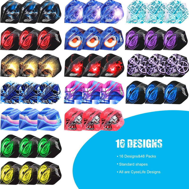 CyeeLife-PET Dart Flights 48pcs(16Designs) Standard,Accessories kit Wings - BeesActive Australia