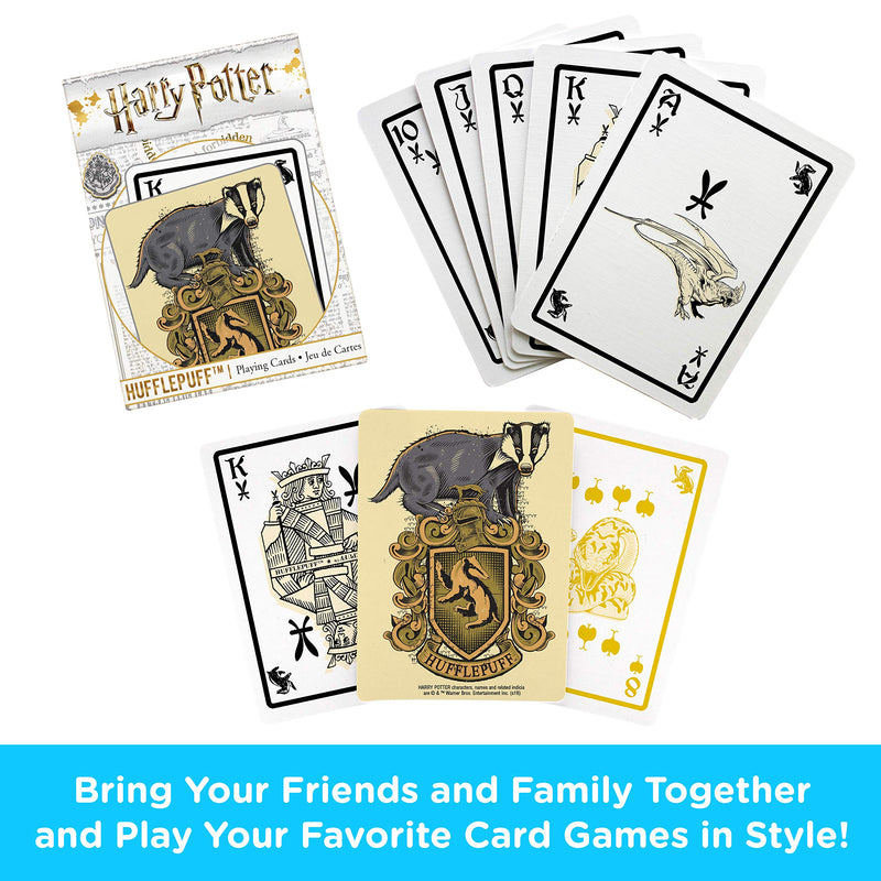 [AUSTRALIA] - AQUARIUS Harry Potter Playing Cards - Hufflepuff Themed Deck of Cards for Your Favorite Card Games - Officially Licensed Harry Potter Merchandise & Collectibles - Poker Size with Linen Finish 