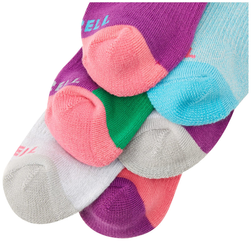 Merrell Unisex Child Multi-color Hybrid Hiker Crew Socks - 6 Pair Pack 9.5-3 Light Multi-colored - BeesActive Australia