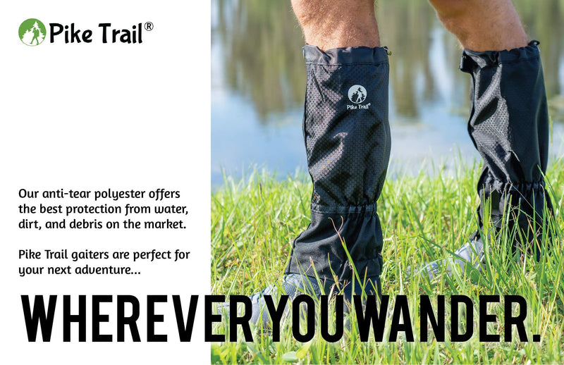 Pike Trail Leg Gaiters – Waterproof and Adjustable Snow Boot Gaiters for Hiking, Walking, Hunting, Mountain Climbing and Snowshoeing Black - BeesActive Australia
