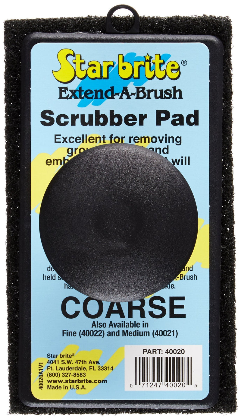 STAR BRITE Extend-A-Brush Scrubber Pad - Available In 3 Textures - Removable Ergonomic Grip Attaches to Extending Pole Via Star Brite's Adjustable Knuckle Coarse Black - BeesActive Australia