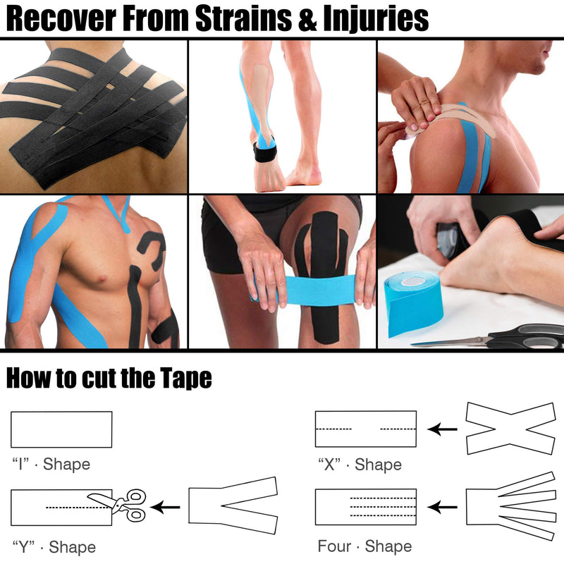 Kinesiology Tape - Athletic Sports Lifting Tape for Pain Relief, Muscle and Joint Support, Workout Recovery, Achilles, Back, Knee, Shoulder, Ankle, Wrist, Foot, Elbow, Arm, Physical Therapy Equipment Black - BeesActive Australia