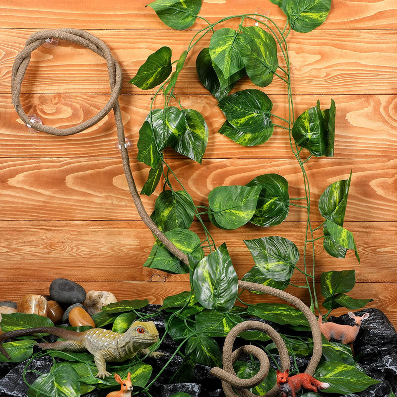 Reptile Lizard Habitat Accessories Include 29.52 x 7.08 Inch Lizard Hammock, Jungle Climber Vines Flexible Leaves Habitat Reptile Decor with Suction Cups for Bearded Dragons Iguanas and Other Reptiles - BeesActive Australia
