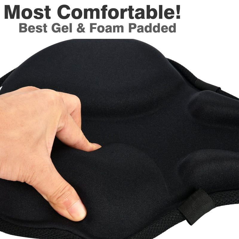 DAWAY Comfortable Exercise Bike Seat Cover - C6 Large Wide Foam & Gel Padded Bicycle Saddle Cushion for Women Men Everyone, Fits Spin, Stationary, Cruiser Bikes, Indoor Cycling, Soft Black, C6 - BeesActive Australia