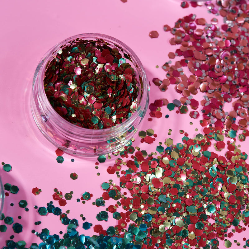 Mystic Bio Biodegradable Eco Chunky Glitter by Moon Glitter - 100% Cosmetic Bio Glitter for Face, Body, Nails, Hair and Lips - 0.10oz - Set of 5 - BeesActive Australia