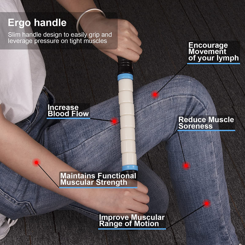 Premium Muscle Roller The Ultimate Massage Roller Stick 17 Inches Recommended by Physical Therapists Promotes Recovery Fast Relief for Cramps Soreness Tight Muscles-White White - BeesActive Australia