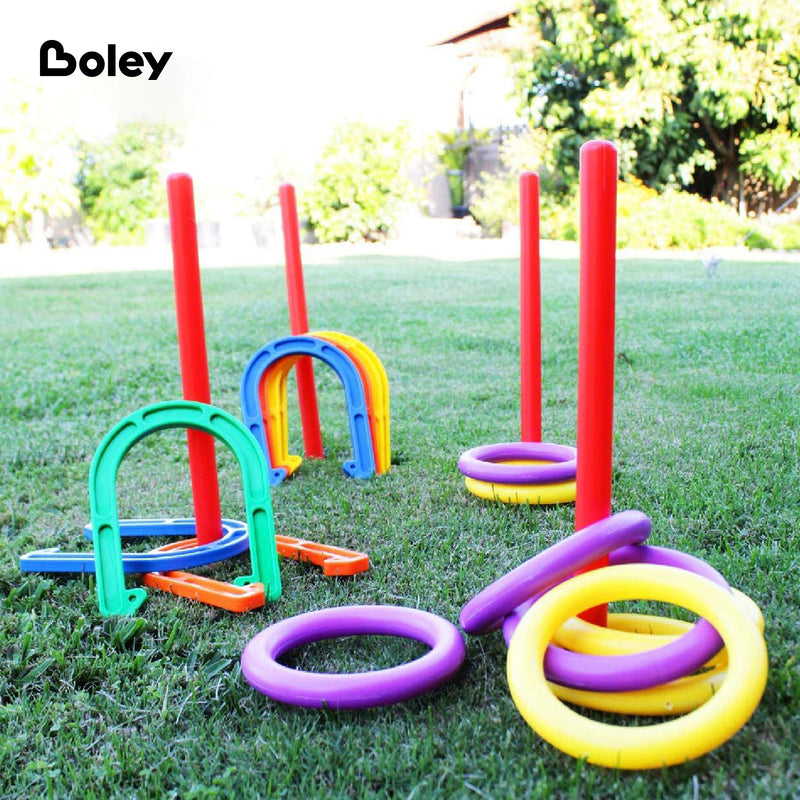 Boley Ring Toss and Horseshoes Outdoor Game - 20 Piece Ring Toss and Horseshoe Throwing Game for Kids and Adults - Lawn Camping Outdoor Games - BeesActive Australia