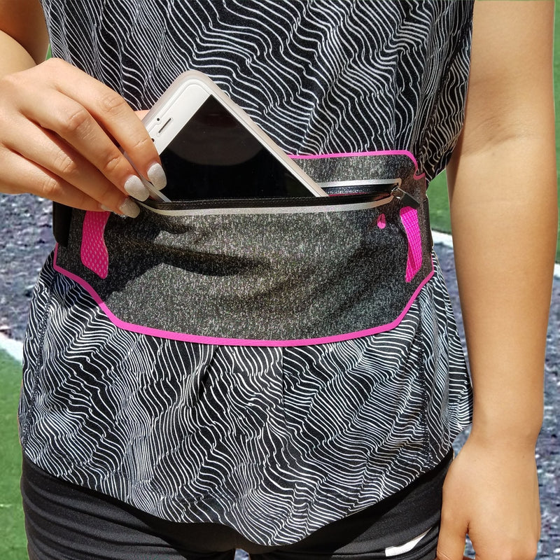 ANJ Outdoors Super Slim Water Resistant Money Belt, Running Belt for Women and Men, Expandable Phone Belt to Hold Cell Phones, Cards, and Money. Ideal Waist Bag Waist Pack for Travel, Sports and Yoga Pink - BeesActive Australia