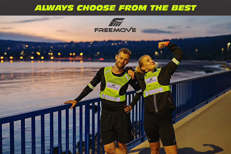 FREEMOVE Reflective Vest Running Gear + 2 Bands & Bag / Ultralight & Comfy Safety Vests for Running, Walking, Cycling Medium - BeesActive Australia