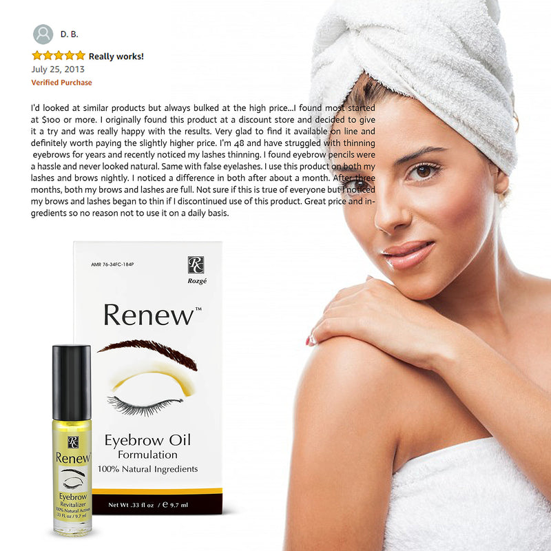 Renew Eyebrow Revitalizer Eyebrow Growth Oil - All Natural Formula Promotes Natural Hair Growth for Luxuriant Eyebrows - Gently Cleanses and Removes Dead Skin Cells for Healthy Vibrant Hair Follicles - BeesActive Australia