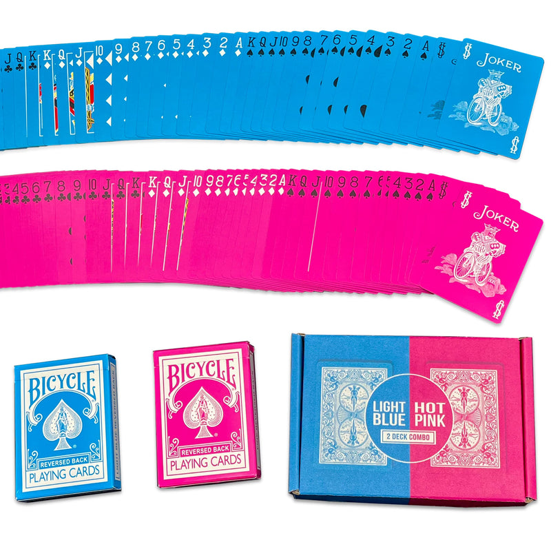 Blue Pink Deck Bicycle Playing Cards Poker Size Twin Pack - BeesActive Australia