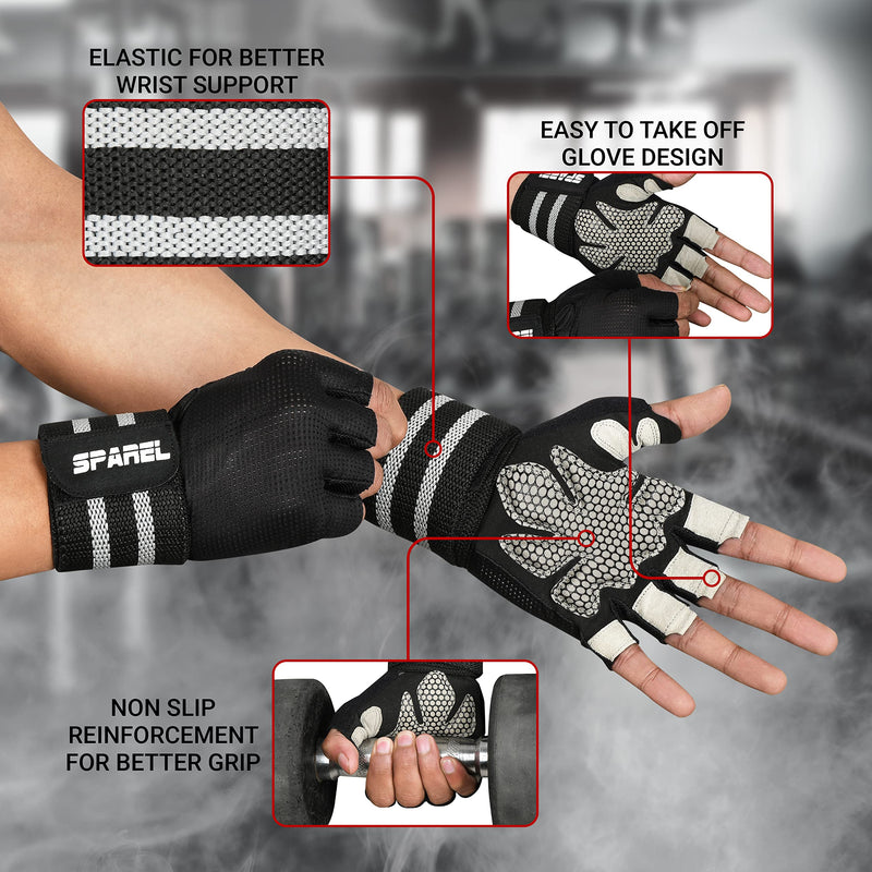 SPAREL Workout Gloves for Men and Women, Weight Lifting Gloves, Gym Gloves for Men, Exercise Gloves with Wrist Support for Weightlifting Training Full Palm Protection for Pull ups Fitness and Rowing Large - BeesActive Australia
