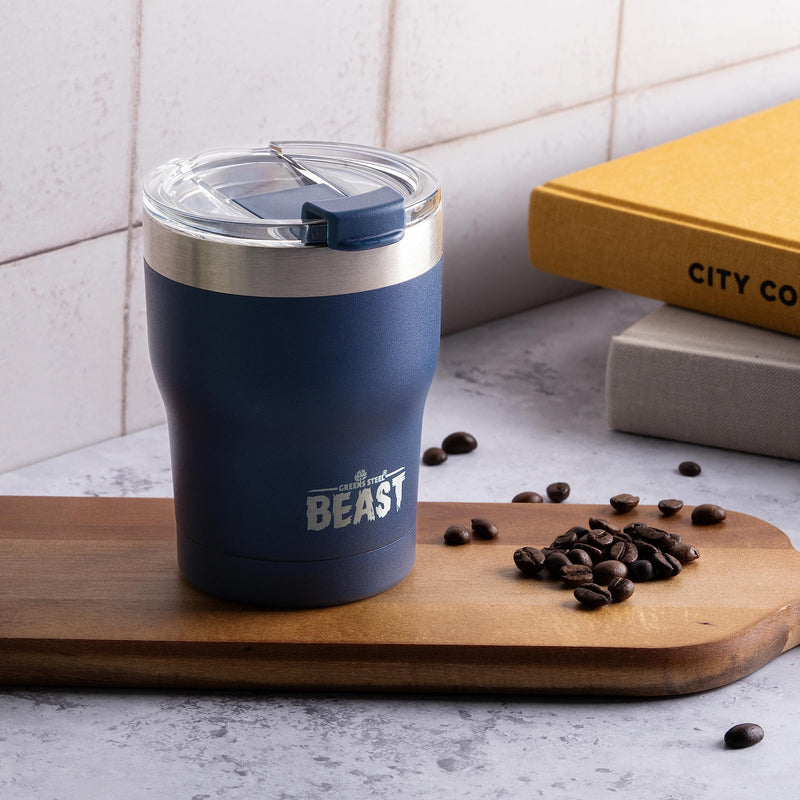Beast 10 oz Tumbler Stainless Steel Vacuum Insulated Coffee Ice Cup Double Wall Travel Flask (Navy Blue) Navy Blue - BeesActive Australia