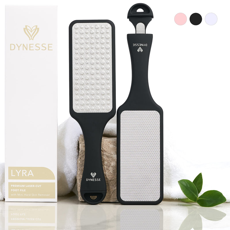 DYNESSE Pedicure Foot File. Professional 3-in-1 Callus Remover with Mini-File. No Risk of Injury. Laser-Cut. Stainless Steel. Foot rasp. Scrubber. Reusable. Ergonomic Handle. Washable. Premium Quality Black - BeesActive Australia