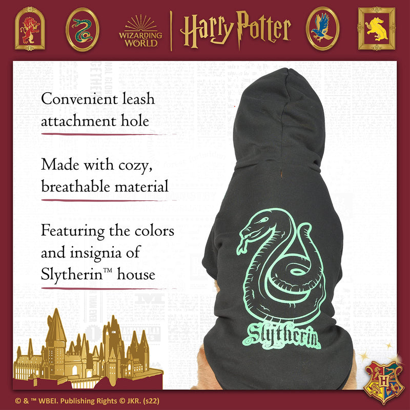 Harry Potter Slytherin Pet Hoodie With Faux Scarf - Dog Apparel & Accessories for Hogwarts Houses, Slytherin Dog Hoodie, Harry Potter Dog Clothes, Slytherin Dog Clothing, Pullover Sweatshirt for Dogs X-Large Black - BeesActive Australia