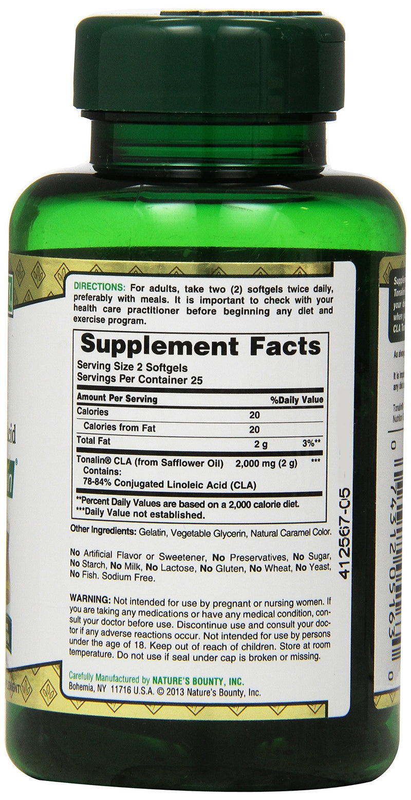 Nature's Bounty Tonalin Pills and Dietary Supplement, Diet and Body Support, 1000 mg, 50 Softgels - BeesActive Australia