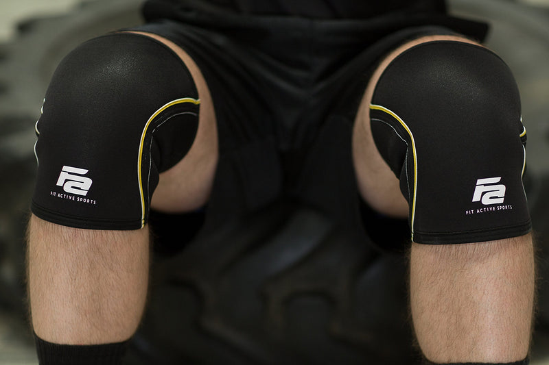 Fit Active Sports Knee Compression Sleeves for Powerlifting, Weightlifting, Wrestling, Cross Training, Squatting, Running, Meniscus Tear - for Men & Women (1 Pair) Black, Gold X-Large - BeesActive Australia
