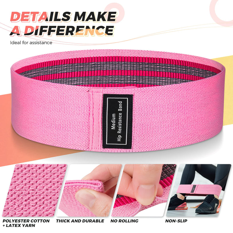 Resistance Bands, Exercise Workout Bands for Women and Men, 5 Set of Stretch Bands for Booty Legs, Pilates Flexbands Pinks - BeesActive Australia
