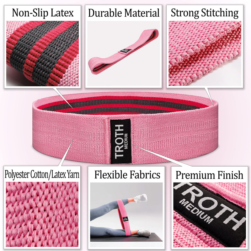 TROTH Resistance Bands Set - Resistance Band Women, Booty Exercise Band, Resistance Bands Set Men, Home Gym Strength Training Equipment, Fitness Accessories for Pilates, Squat, Yoga & Pull Up Workout Green, Pink, Purple - BeesActive Australia