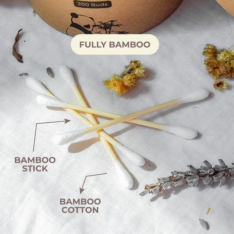 Eco Health Bamboo Cotton Buds - Organic, Biodegradable and Eco Friendly Cotton Buds, Pack of 200 Bamboo Earbuds in a Sustainable Tube, Plastic Free - BeesActive Australia
