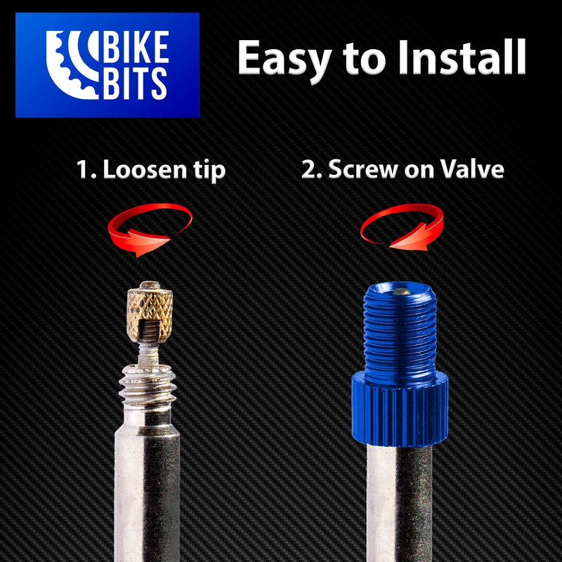 Bike Bits Presta Valve Adapter - Convert Presta to Schrader - French/UK to US - Inflate Tire Using Standard Pump or Air Compressor Black - BeesActive Australia