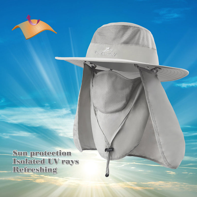 [AUSTRALIA] - Fishing Hat,Sun Cap with UPF 50+ Sun Protection and Neck Flap,for Man and Women Light Grey 