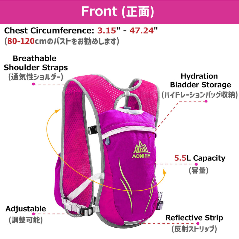 YAPJEB Hydration Backpack Running Vest Hydration Pack Trail Vest for Running Cycling Hiking Rose Red - with a water bladder - BeesActive Australia