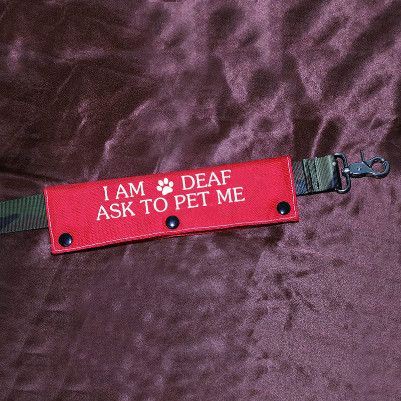 Funny Dog Leash Sleeve I Am Deaf Ask to Pet Me Dog Leash Wrap Alert Hanging ID Patch Tag Use On Special Needs Dog I Am Deaf-Sleeve - BeesActive Australia