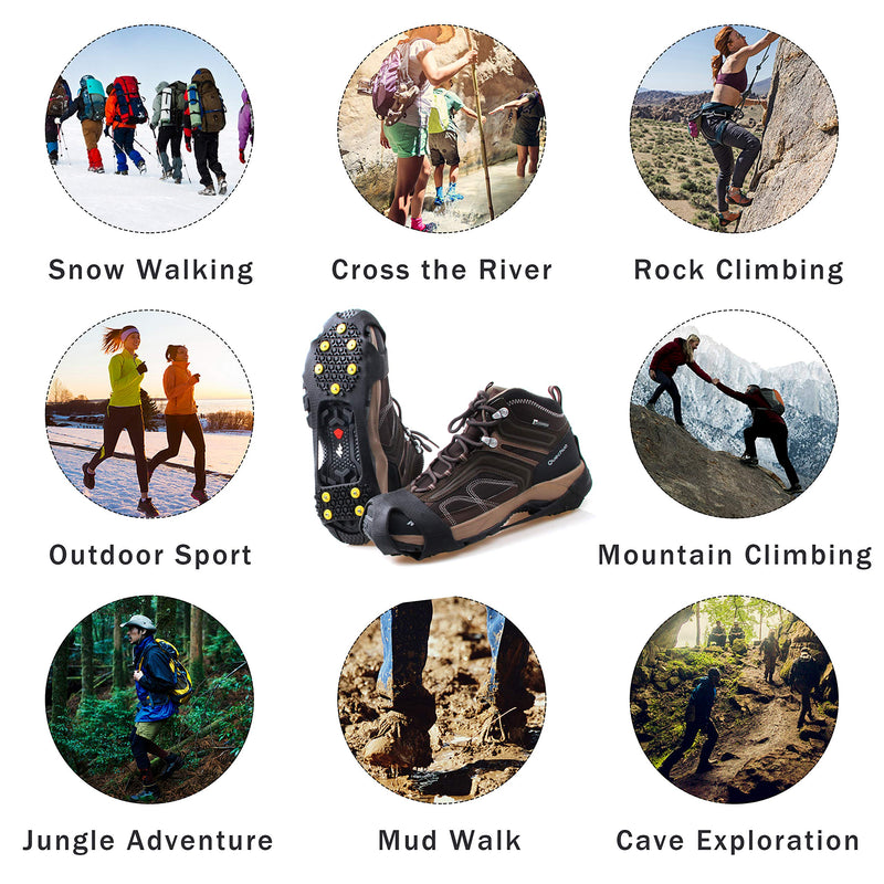 Shaddock Fishing Ice Cleats for Shoes Boots, Ice Snow Traction Cleats Over Shoe Boots Anti Slip Crampons Slip-on Stretch Footwear for Men Women Walking on Snow and Ice Medium(3-5 men/5-7 women) - BeesActive Australia