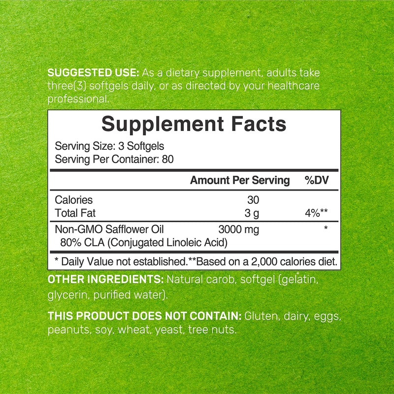 Ultra Strength CLA 3000mg | 240 Softgels, Active Conjugated Linoleic Acid from Non-GMO Safflower Oil, Non-Stimulating, Supports Weight Management | Lean Muscle Mass - BeesActive Australia