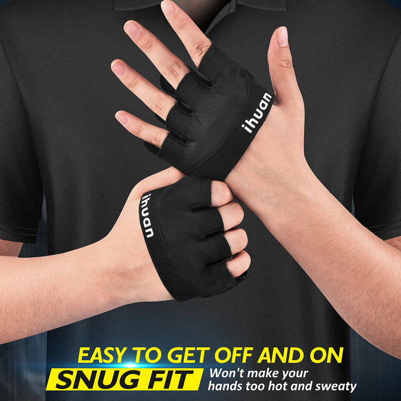 ihuan New Weight Lifting Gym Workout Gloves Men & Women, Partial Glove Just for The Calluses Spots, Great for Weightlifting, Exercise, Training, Fitness… Black Small - BeesActive Australia