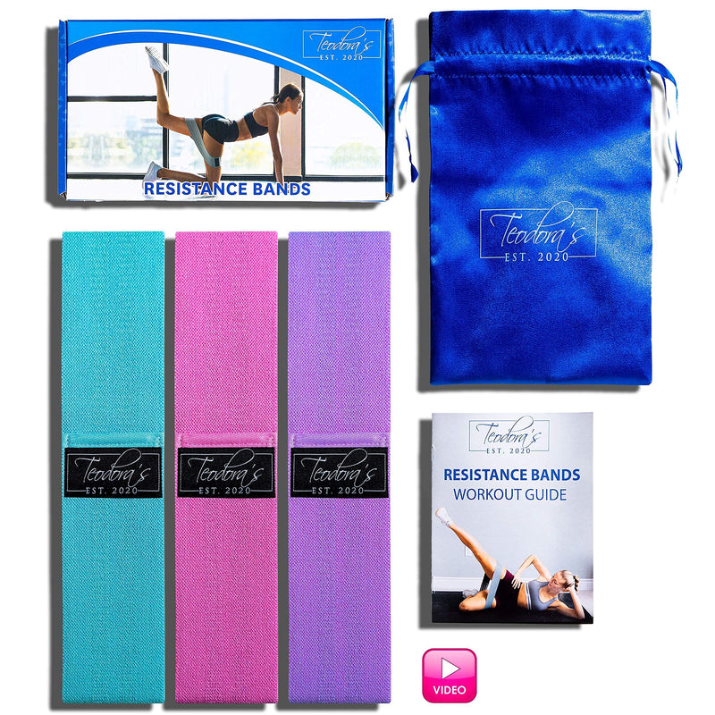 Teodora's Booty Bands Resistance Bands for Legs and Butt - Resistance Bands for Women Butt and Legs, Workout Bands for Women, Fabric Booty Resistance Bands Set, Glute Bands for Women, Exercise Bands - BeesActive Australia