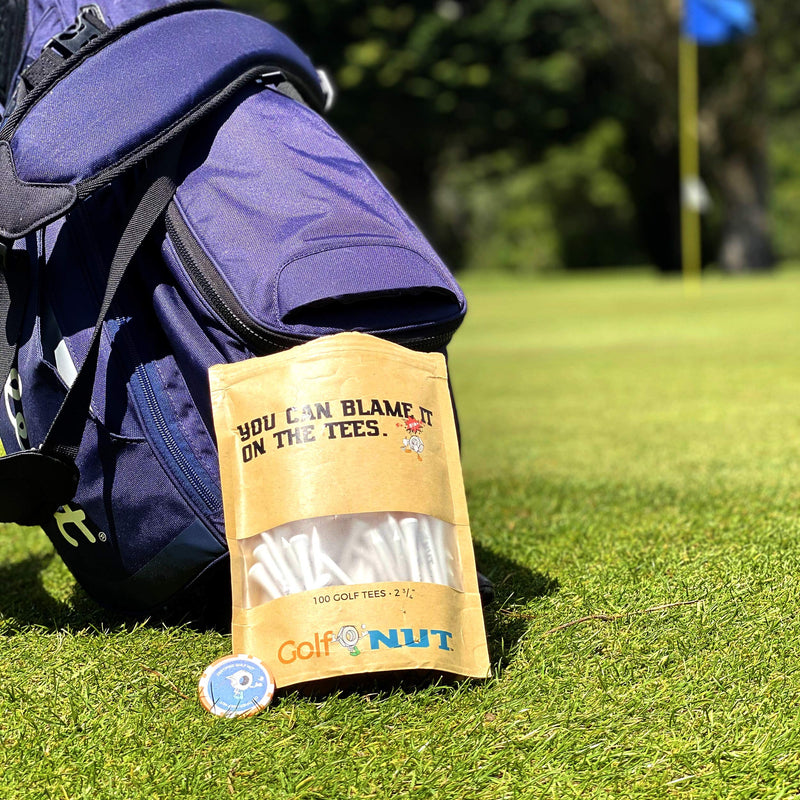 Golf Nut 'Blame it On The Tees' Tee Pack | 100 2-3/4 Inch Tees with Bonus Poker Chip Ball Marker - BeesActive Australia