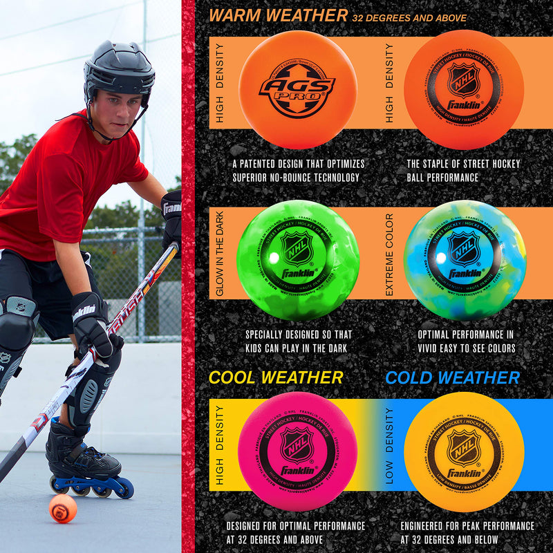 Franklin Sports Street Hockey Balls - Outdoor NHL Hockey Balls - Low Bounce AGS Ball 1 Ball - BeesActive Australia