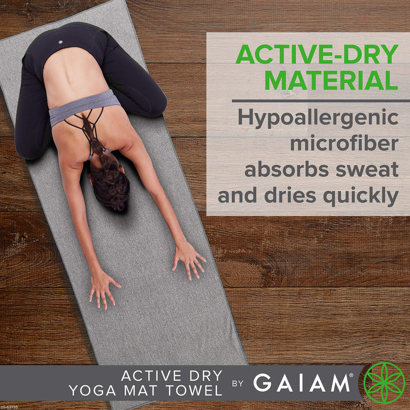 Gaiam Yoga Towel - Mat Sized Active Dry Non Slip Moisture Wicking Sweat Absorbent Microfiber Hot Yoga Towel for Women & Men | Stay-Put Corner Pockets (70" Long x 26" Wide) - BeesActive Australia