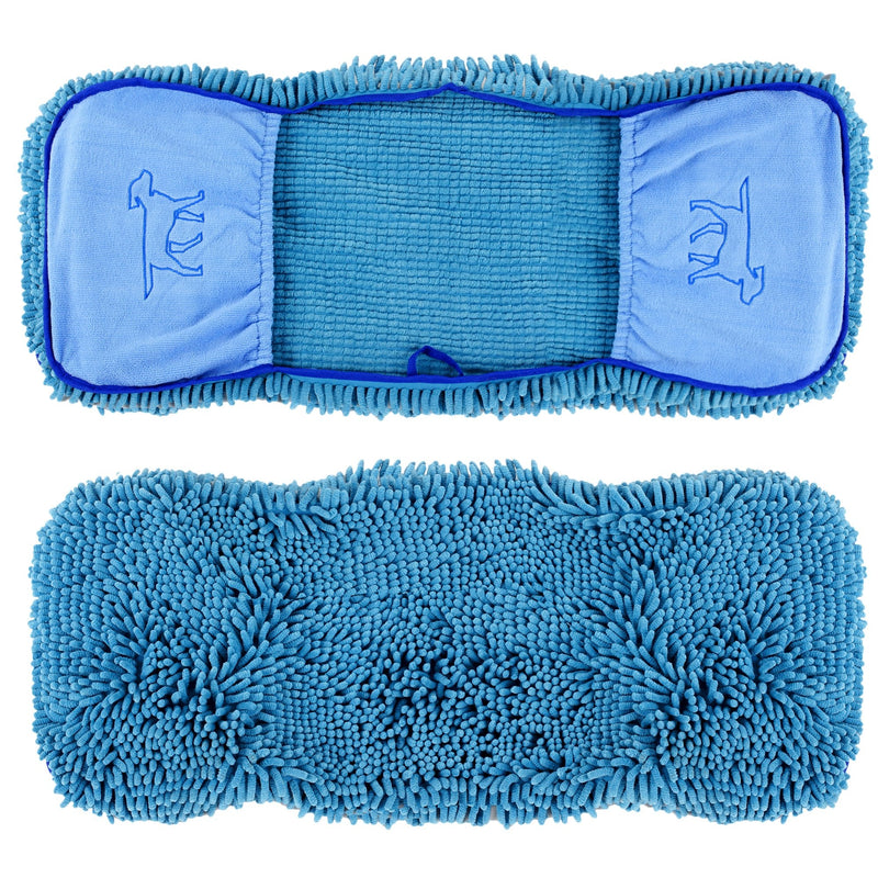 Tuff Pupper Large Dog Shammy Towel | Ultra Absorbent | Durable 35 x 15 Size for Dogs of All Breeds | Quick Drying Chenille Fabric | Designed for Indoor and Outdoor Use | Machine Washable X-Large (Pack of 1) Blue - BeesActive Australia