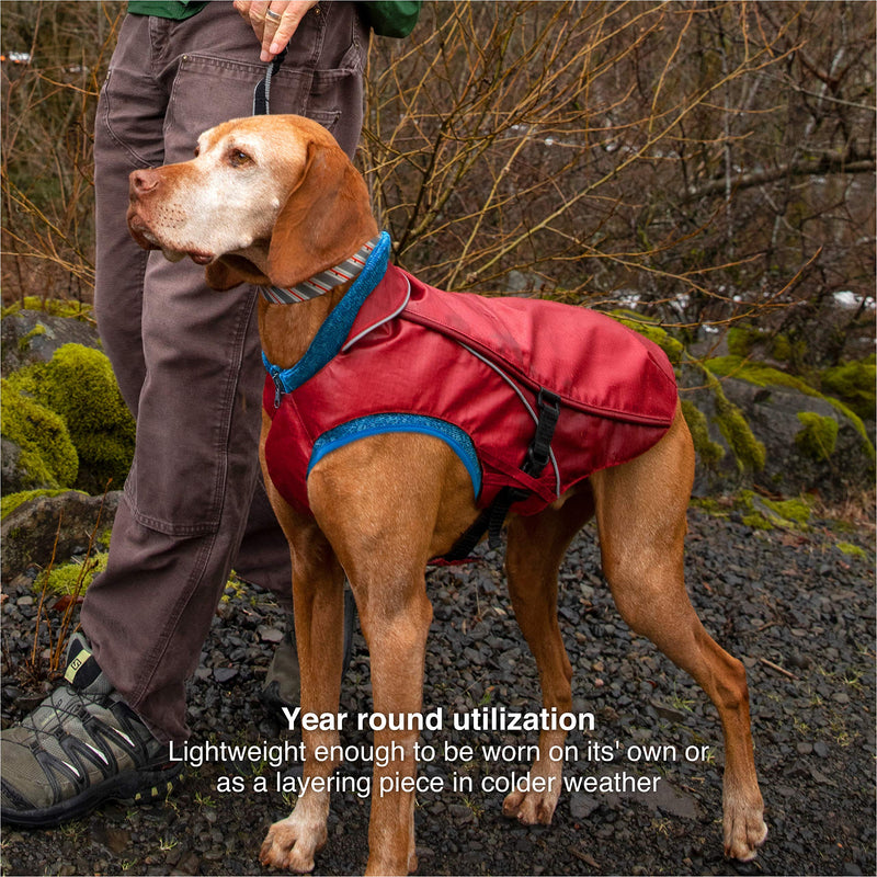 Kurgo Portsmouth Foul Weather Rain Jacket for Dogs, Waterproof Dog Raincoat, Reflective Piping, Quick Release Buckles, Includes Leash Opening, 5 sizes M (Neck: 19", Girth: 26"-35", Back: 21.5") Chili Red 1 - BeesActive Australia