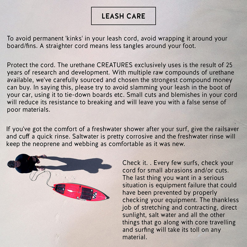 Creatures of Leisure Reliance Pro Shortboard Leash Black Black 6'0" - BeesActive Australia