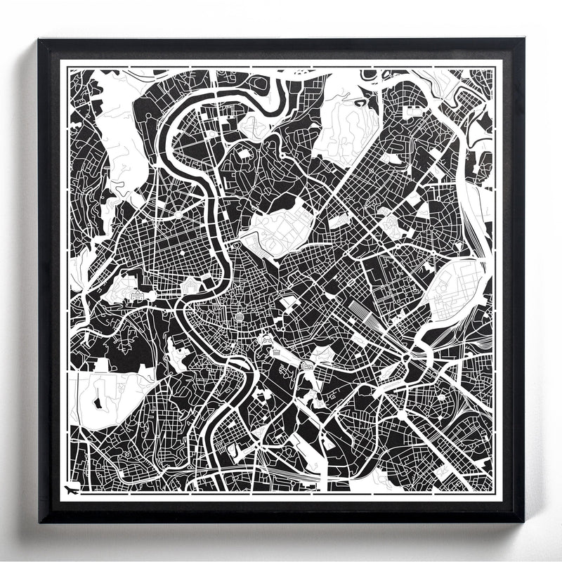 Rome Paper Cut Map by O3 Design Studio White 12x12 inches Paper Art Rome - BeesActive Australia