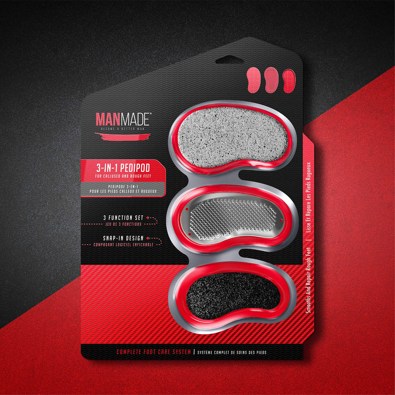 Man Made: 3-In-1 PediPod, Smooth and Repair Rough Feet, Become a Better Man (Red) Red - BeesActive Australia