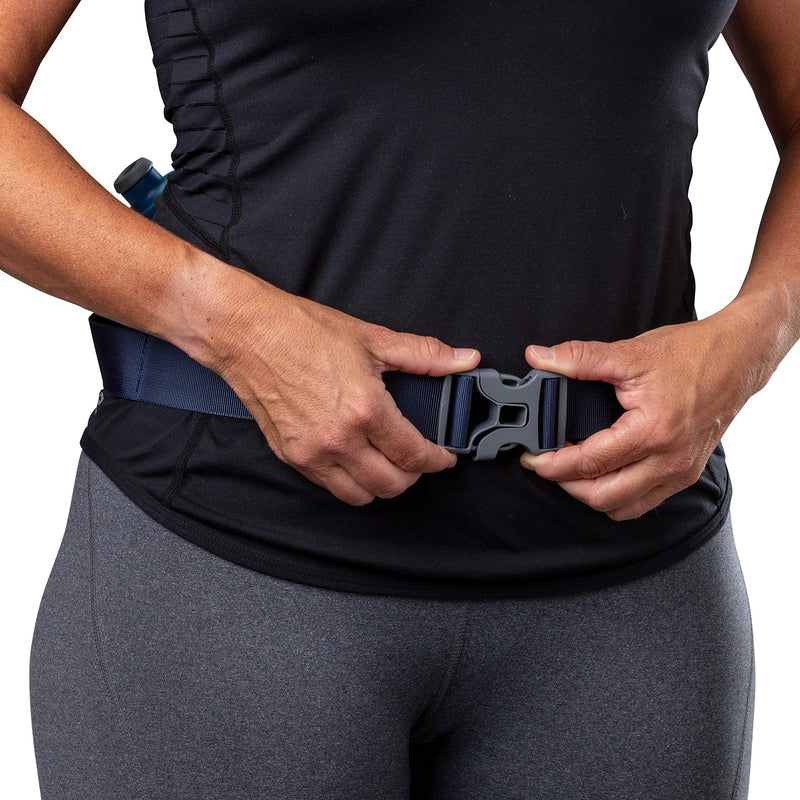 Nspire Hydration Waist Pack Bottle with 18oz Flask and Storage Area – Running, Hiking, Walking, Camping, Cycling, True Navy/Tigerlily - BeesActive Australia