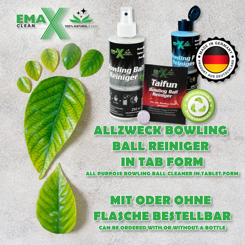 EMAX CLEAN | Taifun | Bowling-Ball-Cleaner | All-Purpose Cleaning Agent for Bowlingballs | Ball-Cleaner Tablet | Made in Germany Tab & Towel - BeesActive Australia
