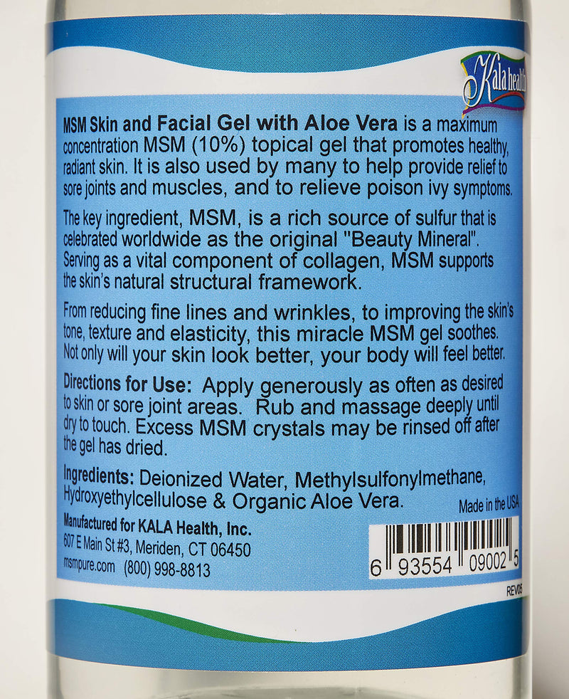 Kala Health MSMPure Max Strength Skin and Facial MSM Gel with Organic Aloe, 8 oz, Preservative Free, Made in the USA - BeesActive Australia