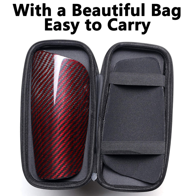 Carbon Fiber Soccer Shin Guards, with Portable Carrying Case and Sleeves, Super Strong, Ultra Light, Shock Resistance, Air Permeability, Suitable for Adult, Youth, Kid, Effective Protection Glossy Red Small - BeesActive Australia