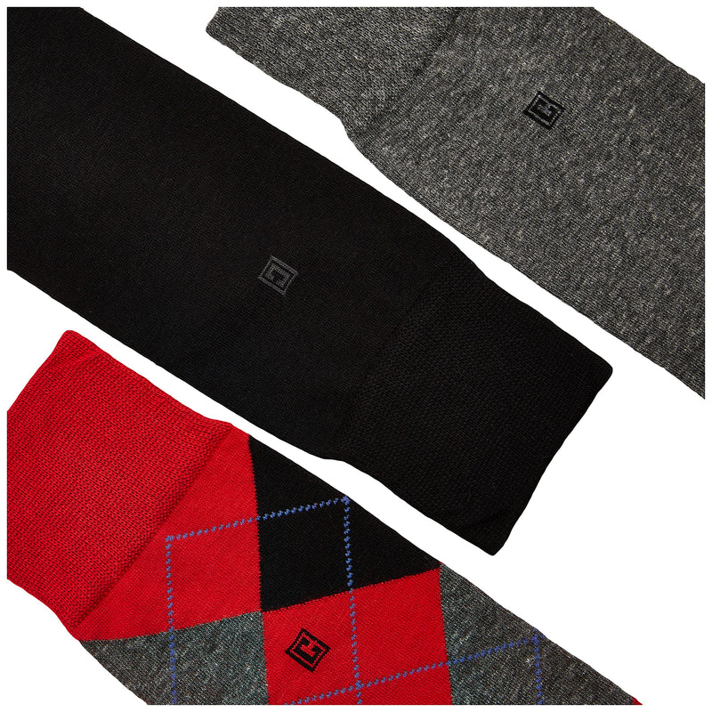 Chaps Men's Assorted Soft Dress Crew Socks With Argyle Fashion Patterns (3 Pack) 6-12 Red - BeesActive Australia